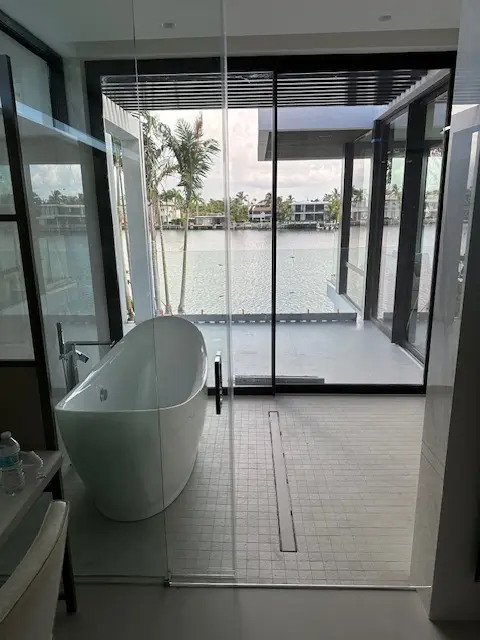 Commercial restroom plumbing installation by Acosta